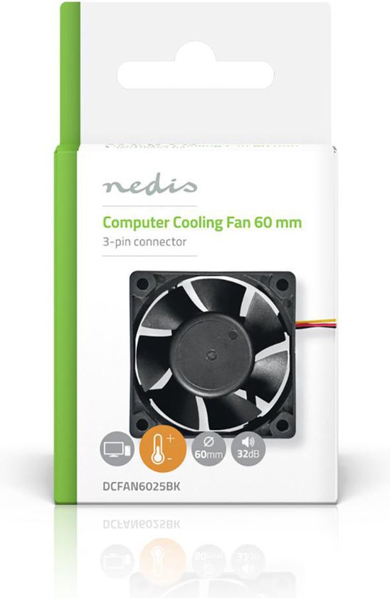 Nedis DC Ventilator - DC - Grootte ventilator: 60 mm - 3-Pin - 32.3 dBA - Zwart - afbeelding 4