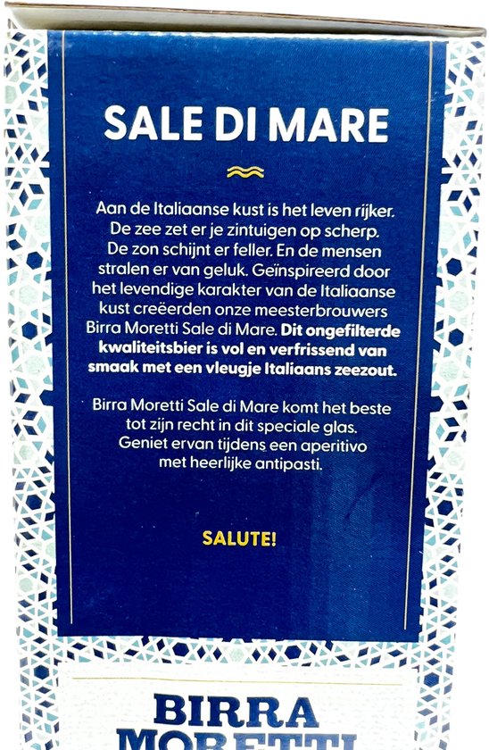 SALE ! 12 St. Bierglas Birra Moretti Sale Di Mare Glazen 250ml - 12 Stuks - afbeelding 3