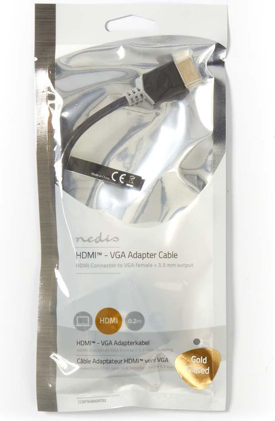 HDMI - VGA-kabel | HDMIâ„¢-connector - VGA female + 3,5 mm uitgang | 0,2 m | Antraciet - afbeelding 3