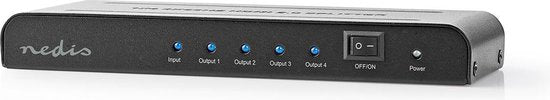 Nedis HDMI-Splitter - 4-Poorts poort(en) - HDMI Input - 4x HDMI Output - 4K@60Hz - 18 Gbps - Metaal - Antraciet - afbeelding 5