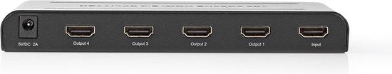Nedis HDMI-Splitter - 4-Poorts poort(en) - HDMI Input - 4x HDMI Output - 4K@60Hz - 18 Gbps - Metaal - Antraciet - afbeelding 3