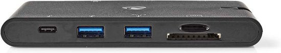 USB Docking Station - USB 3.2 Gen 1 - USB-C Male - HDMI Female / Micro SD / RJ45 Female / SD / VGA Female 15p / 2x USB-A / 2x USB-C - Rond - Vernikkeld - Zwart - Window Box met Euro Lock - afbeelding 1