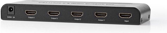 Nedis HDMI-Splitter - 4-Poorts poort(en) - HDMI Input - 4x HDMI Output - 4K@60Hz - 18 Gbps - Metaal - Antraciet - afbeelding 6