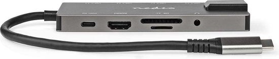 Nedis USB Multi-Port Adapter - 10-in-1 - USB 3.2 Gen 1 - USB-C Male - HDMI Output / RJ45 Female / SD / 2x USB-C / 3,5 mm Female / 3x USB-A Female - 5 Gbps - 0.20 m - Rond - Verguld - PVC - afbeelding 1