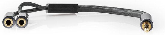 Nedis Stereo-Audiokabel - 3,5 mm Male - 2x 3,5 mm Female - Verguld - 0.20 m - Rond - Grijs / Gun Metal Grijs - Cover Window Box - afbeelding 1