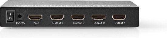 Nedis HDMI-Splitter - 4-Poorts poort(en) - HDMI Input - 4x HDMI Output - 4K@30Hz - 3.4 Gbps - Metaal - Antraciet - afbeelding 2
