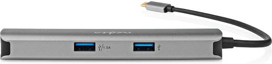 Nedis USB Multi-Port Adapter - USB 3.2 Gen 1 - USB-C Male - HDMI Output / RJ45 Female / 2x USB-A Female / 2x USB-C - 5 Gbps - 0.20 m - Rond - Verguld - PVC - Antraciet - Doos - afbeelding 5