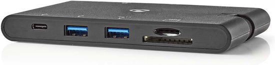 USB Docking Station - USB 3.2 Gen 1 - USB-C Male - HDMI Female / Micro SD / RJ45 Female / SD / VGA Female 15p / 2x USB-A / 2x USB-C - Rond - Vernikkeld - Zwart - Window Box met Euro Lock - afbeelding 8