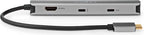 Nedis USB Multi-Port Adapter - USB 3.2 Gen 1 - USB-C Male - HDMI Output / RJ45 Female / 2x USB-A Female / 2x USB-C - 5 Gbps - 0.20 m - Rond - Verguld - PVC - Antraciet - Doos - afbeelding 1