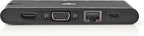 USB Docking Station - USB 3.2 Gen 1 - USB-C Male - HDMI Female / Micro SD / RJ45 Female / SD / VGA Female 15p / 2x USB-A / 2x USB-C - Rond - Vernikkeld - Zwart - Window Box met Euro Lock - afbeelding 4