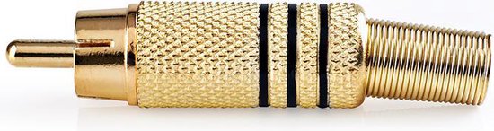 Nedis RCA-Connector - Recht - Male - Verguld - Soldeer - Diameter kabelinvoer: 7.0 mm - Metaal - Goud / Zwart - 25 Stuks - Polybag - afbeelding 1