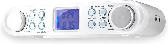 Nedis Keukenradio - Kastontwerp - FM - Netvoeding - Digitaal - 1.5 W - 2 " - Zwart-Blauw Scherm - Wekker - Wit / Zilver - afbeelding 13