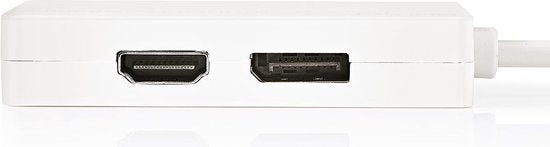 Nedis Mini DisplayPort-Kabel - DisplayPort 1.2 - Mini-DisplayPort Male - DisplayPort Female / DVI-D 24+1-Pins Female / HDMI Input - 21.6 Gbps - Vernikkeld - 0.20 m - Rond - PVC - Wit - Polybag - afbeelding 2