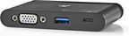Nedis USB Multi-Port Adapter - USB 3.1 - USB-C Female - USB-A Female / USB-C Female / VGA Female 15p - Rond - Vernikkeld - Zwart - Window Box met Euro Lock - afbeelding 6