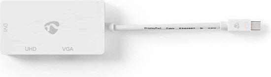 Nedis DisplayPort-Adapter - Mini-DisplayPort Male - DVI-D 24+1-Pins Female / HDMI Output / VGA Female 15p - 4K@60Hz - Vernikkeld - Schakelbaar - 0.20 m - Rond - ABS - ABS - Wit - Polybag - afbeelding 6