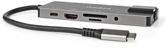 Nedis USB Multi-Port Adapter - 10-in-1 - USB 3.2 Gen 1 - USB-C Male - HDMI Output / RJ45 Female / SD / 2x USB-C / 3,5 mm Female / 3x USB-A Female - 5 Gbps - 0.20 m - Rond - Verguld - PVC - afbeelding 8