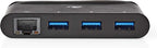 Nedis USB Multi-Port Adapter - USB 3.1 - USB-C Male - RJ45 Female / 3x USB-A - Rond - Vernikkeld - Zwart - Window Box met Euro Lock - afbeelding 1