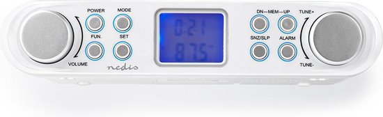 Nedis Keukenradio - Kastontwerp - FM - Netvoeding - Digitaal - 1.5 W - 2 " - Zwart-Blauw Scherm - Wekker - Wit / Zilver - afbeelding 12