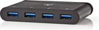 Nedis USB Multi-Port Adapter - USB 3.2 Gen 1 - USB-C Male - 4x USB-A - Rond - Vernikkeld - Zwart - Window Box met Euro Lock - afbeelding 7