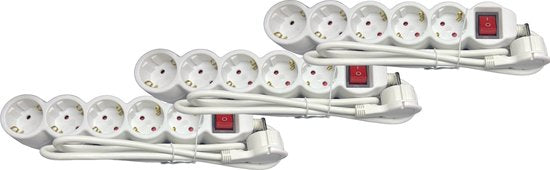 SUPER SALE 3 x STEKKERBLOK 5 - voudig Orno met verlichte schakelaar met randaarde ( LET OP NIET GESCHIKT VOOR BELGIE !!! ) - afbeelding 1