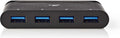 Nedis USB Multi-Port Adapter - USB 3.2 Gen 1 - USB-C Male - 4x USB-A - Rond - Vernikkeld - Zwart - Window Box met Euro Lock - afbeelding 1