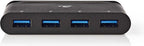 Nedis USB Multi-Port Adapter - USB 3.2 Gen 1 - USB-C Male - 4x USB-A - Rond - Vernikkeld - Zwart - Window Box met Euro Lock - afbeelding 1