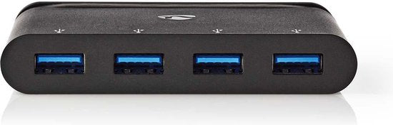 Nedis USB Multi-Port Adapter - USB 3.2 Gen 1 - USB-C Male - 4x USB-A - Rond - Vernikkeld - Zwart - Window Box met Euro Lock - afbeelding 1