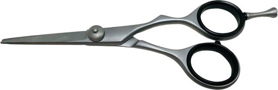 Kappersschaar Goede kwaliteit/prijsverhouding te Gebruiken voor alle Natuurlijke Haren voor Mens en Dier, Rechtshandig 5,5 inch Matzilver met Leatherlook Etui - afbeelding 4