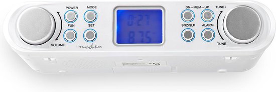 Nedis Keukenradio - Kastontwerp - FM - Netvoeding - Digitaal - 1.5 W - 2 " - Zwart-Blauw Scherm - Wekker - Wit / Zilver - afbeelding 14