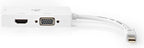 Nedis DisplayPort-Adapter - Mini-DisplayPort Male - DVI-D 24+1-Pins Female / HDMI Output / VGA Female 15p - 4K@60Hz - Vernikkeld - Schakelbaar - 0.20 m - Rond - ABS - ABS - Wit - Doos - afbeelding 9