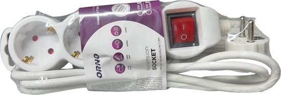 SUPER SALE 5 x Stekkerblok van het merk Orno met verlichte schakelaar 3 voudig WIT (LET OP NIET GESCHIKT VOOR BELGIE) - afbeelding 5
