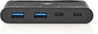 Nedis Computer Hub  USB-C™  2x USB-C™ / 2x USB 3.0 (5 G)  Power Delivery: 100 W  Zwart - afbeelding 1