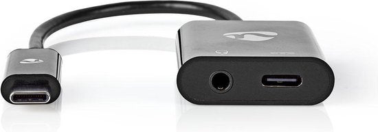 Nedis USB Multi-Port Adapter - USB 3.1 - USB-C Male - USB-C Female / 3,5 mm Female - 0.15 m - Rond - Verguld / Vernikkeld - PVC - Zwart - Polybag - afbeelding 1