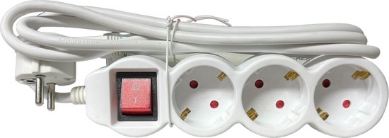 SUPER SALE 5 x Stekkerblok van het merk Orno met verlichte schakelaar 3 voudig WIT (LET OP NIET GESCHIKT VOOR BELGIE) - afbeelding 7