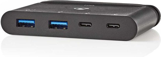 Nedis USB Multi-Port Adapter - USB 3.2 Gen 2 - USB-C Male - 2x USB-A / 2x USB-C - Rond - Vernikkeld - Zwart - Doos - afbeelding 6