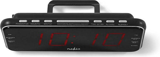 Nedis Wekkerradio - Digitale Wekker - AM / FM - Snoozefunctie - Slaaptimer - 2 Alarmen - Zwart - afbeelding 2