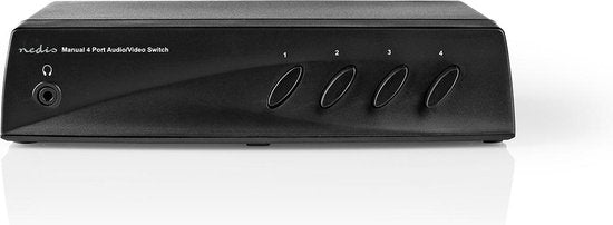Nedis S-Video Switches - 4-Poorts poort(en) - Input: 4x Composiet-Video + S-Video - Output: 1x 3,5 mm / 1x Composiet-Video - 1024x576 - ABS - Zwart - afbeelding 1