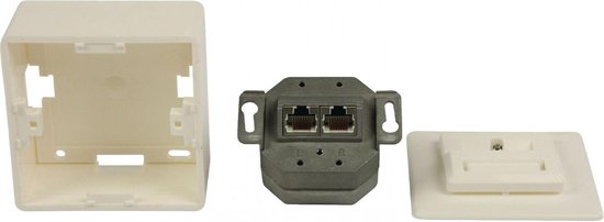 Nedis Netwerk Wanddoos - Inbouw - 2 poort(en) - CAT5e - Recht - Female - Goud Verguld - PVC - Wit - Envelop - afbeelding 4