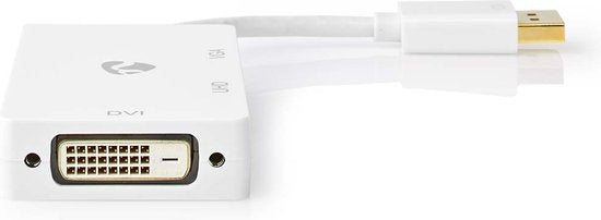 Nedis DisplayPort-Adapter - Mini-DisplayPort Male - DVI-D 24+1-Pins Female / HDMI Output / VGA Female 15p - 4K@60Hz - Verguld - Schakelbaar - 0.20 m - Rond - ABS - ABS - Wit - Polybag - afbeelding 4