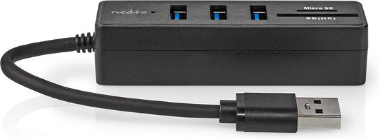 Nedis USB-Hub - USB-A Male - 3x USB A Female - 5-Poorts poort(en) - USB 3.2 Gen 1 - USB Gevoed - 5 Gbps - SD & MicroSD - afbeelding 1