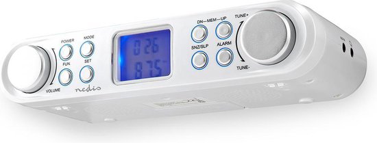 Nedis Keukenradio - Kastontwerp - FM - Netvoeding - Digitaal - 1.5 W - 2 " - Zwart-Blauw Scherm - Wekker - Wit / Zilver - afbeelding 15