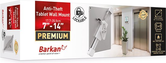 Barkan Vaste Anti-Diefstal Tablet Muurbevestiging 7 - 14 inch - Wit - afbeelding 9
