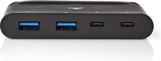 Nedis USB Multi-Port Adapter - USB 3.2 Gen 2 - USB-C Male - 2x USB-A / 2x USB-C - Rond - Vernikkeld - Zwart - Doos - afbeelding 12