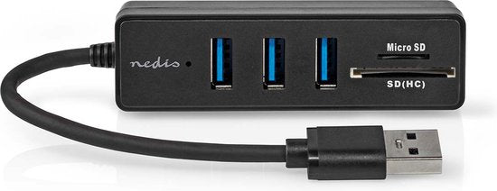 Nedis USB-Hub - USB-A Male - 3x USB A Female - 5-Poorts poort(en) - USB 3.2 Gen 1 - USB Gevoed - 5 Gbps - SD & MicroSD - afbeelding 5