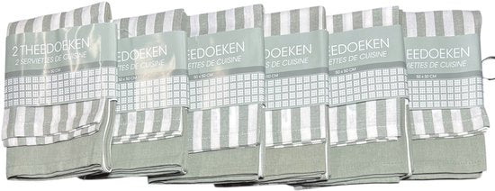 12 x Theedoek 50 cm x 50 cm Grijsgroen 100 % Katoen - afbeelding 4
