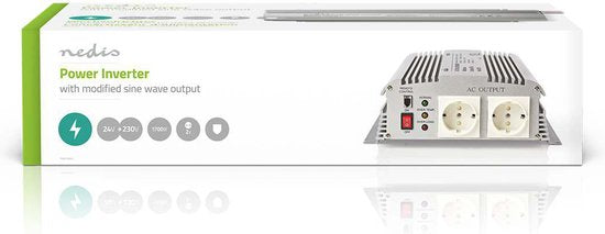Nedis Auto Omvormer 1700W – 24V / 230V – 2x Stopcontact – Gemodificeerde Sinusgolf – Schroefaansluiting – Spanningsomvormer - afbeelding 5