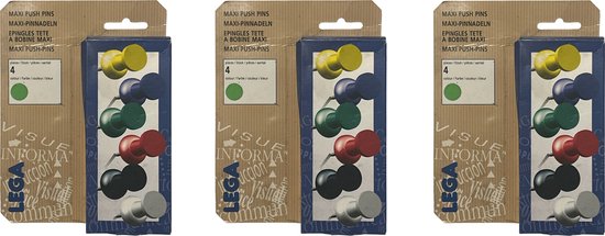 Lega Maxi Push Pins Groen 3 x 4 stuks - afbeelding 1