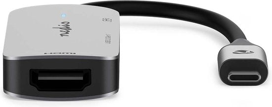 Nedis USB Multi-Port Adapter - 3-in-1 - USB 3.2 Gen 1 - USB-C Male - HDMI Output / USB-A Female / USB-C Female - 5 Gbps - 0.10 m - Rond - Vernikkeld - PVC - Grijs - Doos - afbeelding 6
