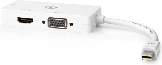 Nedis DisplayPort-Adapter - Mini-DisplayPort Male - DVI-D 24+1-Pins Female / HDMI Output / VGA Female 15p - 4K@60Hz - Vernikkeld - Schakelbaar - 0.20 m - Rond - ABS - ABS - Wit - Polybag - afbeelding 7