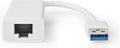 USB-A Adapter - USB 3.2 Gen 1 - USB-A Male - RJ45 Female - 1 Gbps - 0.20 m - Rond - Verguld / Vernikkeld - PVC - Wit - Polybag - afbeelding 1